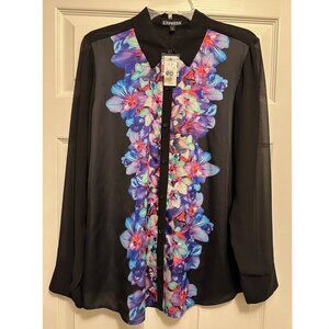 Express Floral Portofino Blouse, Size L, NWT